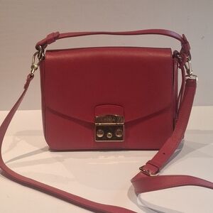 Furla  Scarlet Red/Pink 2-Way Metropolis Crossbody Bag with Gold Accents OS